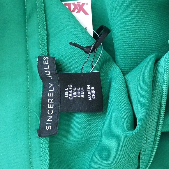 Sincerly Jules satin maxi skirt a-line full Christmas green size L - Picture 5 of 9